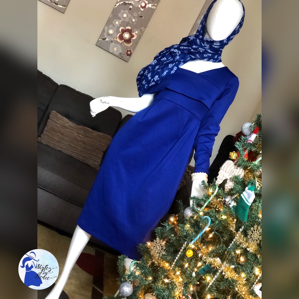 Royal Blue Off the Shoulder-One Sleeve Dress